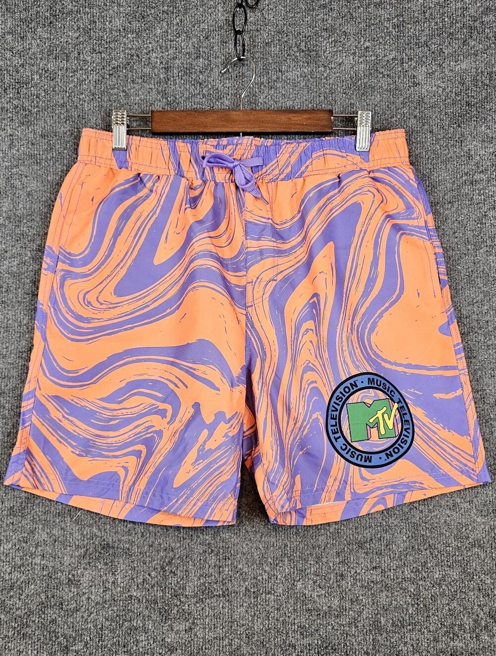 NWT Retro MTV Groovy Swirl Swim Trunks Shorts